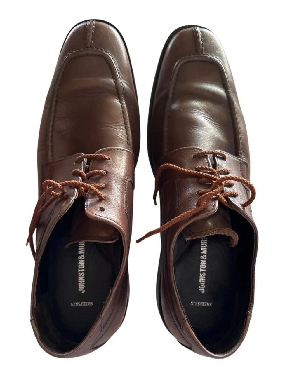 Johnston & Murphy Mens Brown Leather Oxford Shoes 11.5 M Made In India